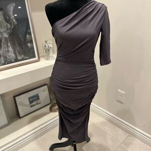 Elegant One-Shoulder Gray Dress